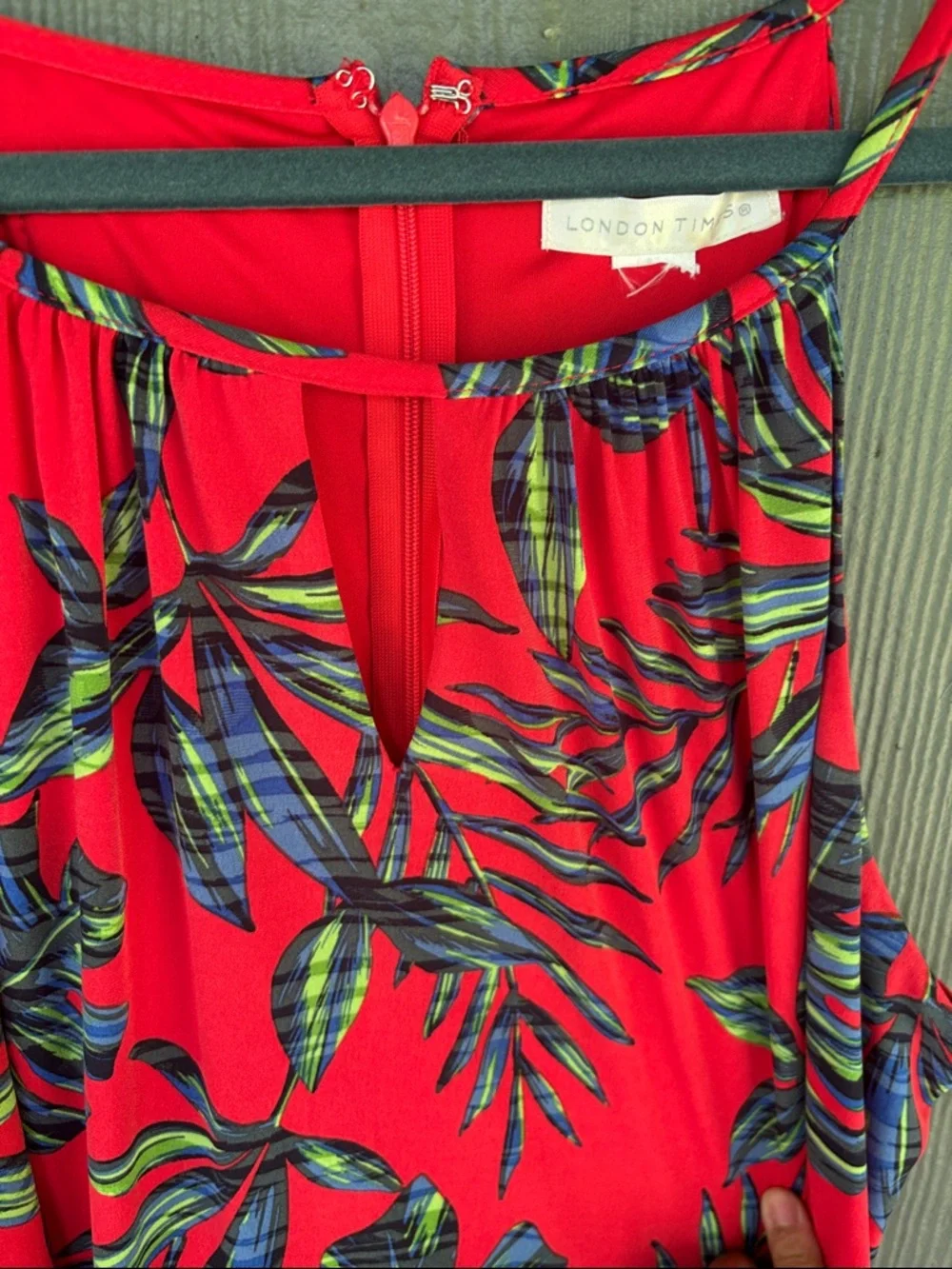 London times Red Tropical Print Halter Jumpsuit - Picture 5 of 10